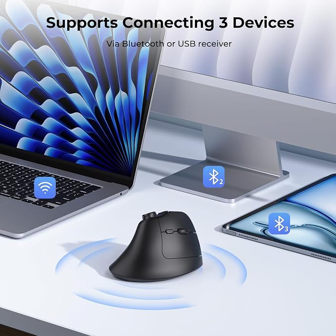 seenda Ergonomic Mouse Rechargeable, USB+Dual Bluetooth, MOU-302 Vertical