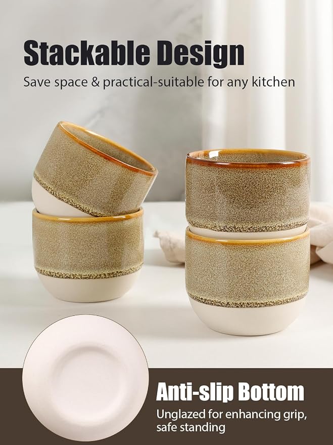 INGOFIN Ceramic Espresso Cup Set of 4-4.2 oz Espresso Cup