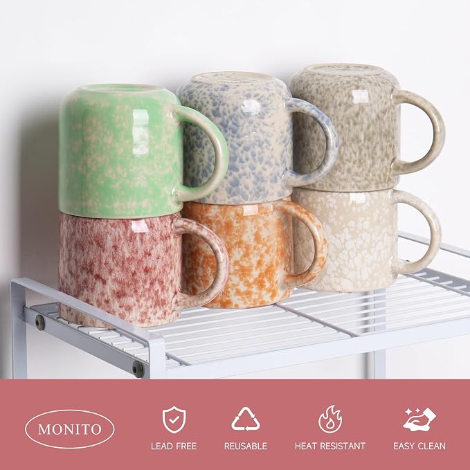 MONITO 12oz Coffee Mugs Set of 6, Modern Ceramic Mugs