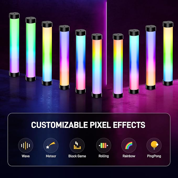 GVM RGB Tube Light with Spotlight, Magnetic Handheld Photography Light