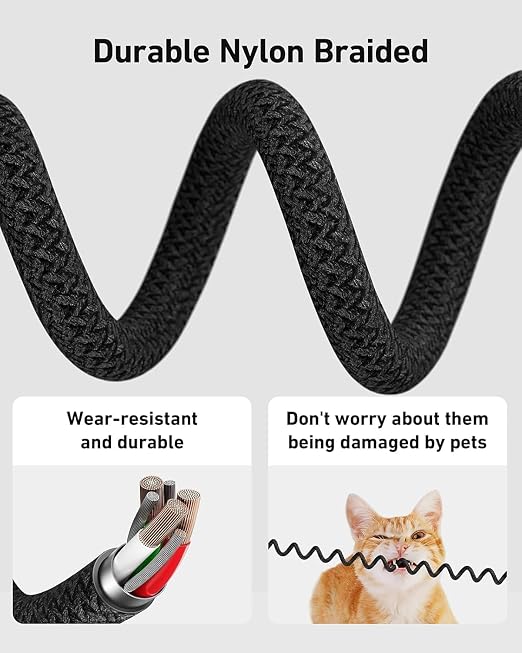 USB C Cable for Car 3FT/6FT, Coiled USB C to USB C Cable Fast Charging 66W
