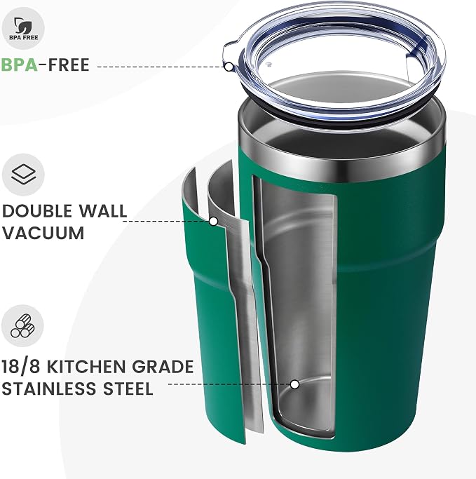 MEWAY 16oz Tumbler Double Wall Vacuum Insulated Travel Mug Bulk, Stainless