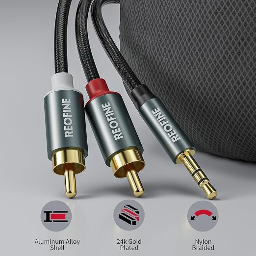 3.5mm to RCA Cable, 3.5 mm 1/8 to RCA 2-Male Headphone Jack Adapter HiFi Sound