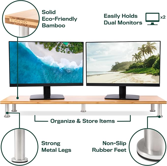 The Original Bamboo Dual Monitor Stand