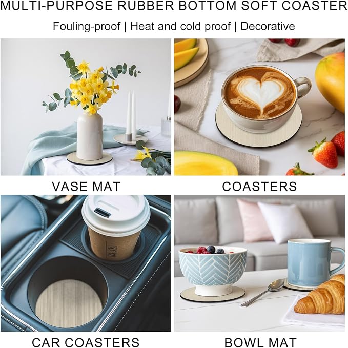 Cream Thin Lines Coasters Set of 2, Absorbent Coasters