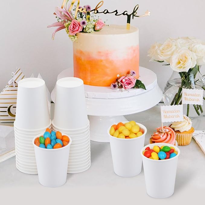 Clawsoff 400 Count Paper Coffee Cups 8 oz White Disposable Coffee Cups Bulk |