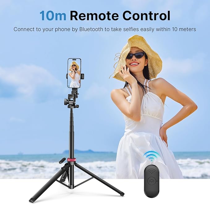 ULANZI MT-78 Extendable Phone Tripod, Metal 72.83" Selfie Stick Camera Tripod