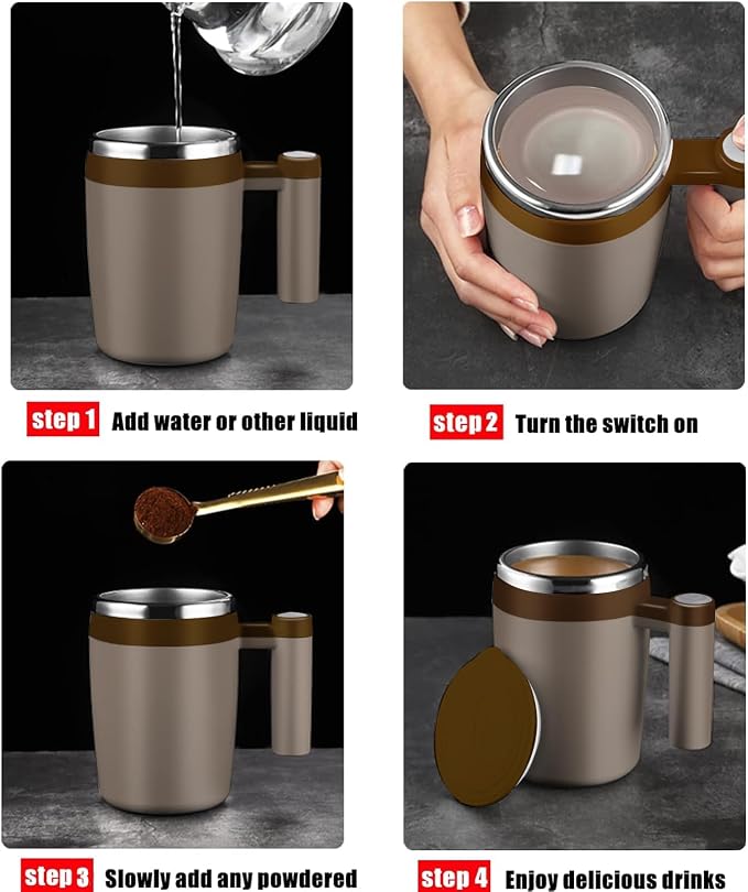 Self Stirring Mug, Rechargeable Auto Magnetic Coffee Mug