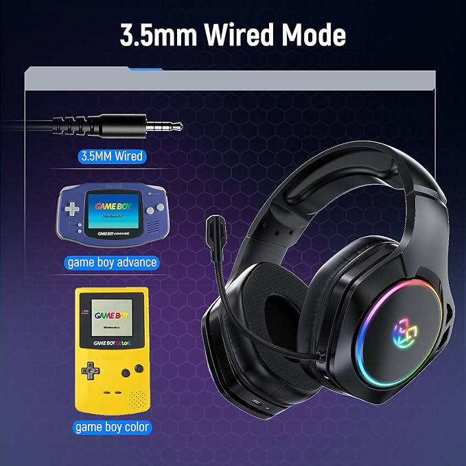 Wireless Gaming Headsets for Ps5 Ps4 PC, 2.4GHz USB & Type-C Gaming Headphones