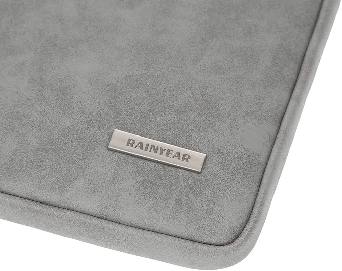 RAINYEAR 15.6 Inch Laptop Sleeve Protective Case PU Suede Leather Zipper Padded