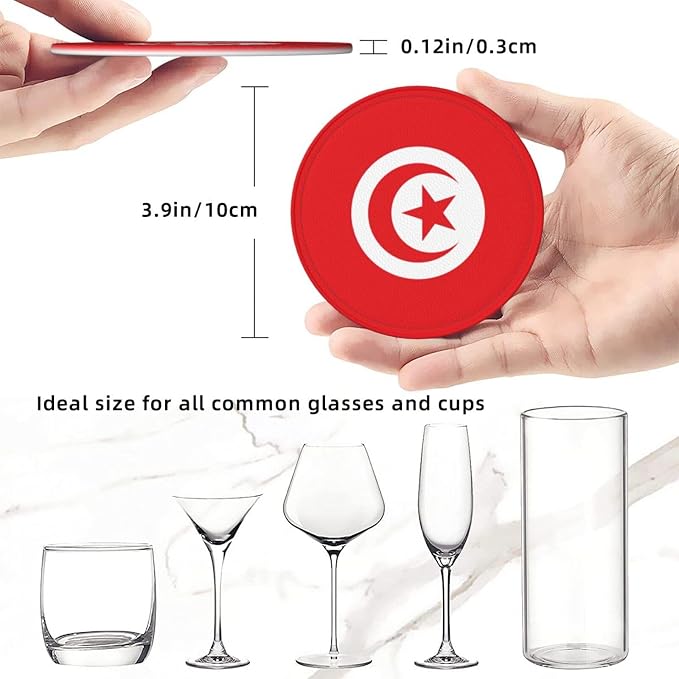 Tunisia Flag Coasters for Drinks