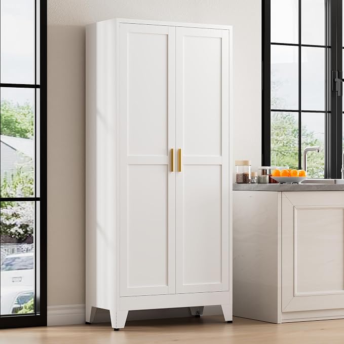 71” Tall Pantry Storage Cabinet, Kitchen Cabinets, Metal Cupboard
