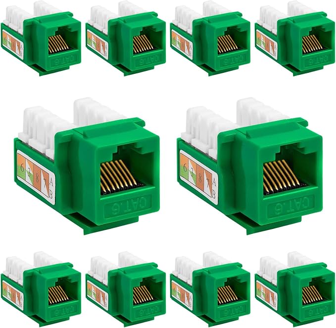 Cmple - 10 Pack Cat6 Keystone Jack Insert Punch Down RJ45 Connectors RJ45