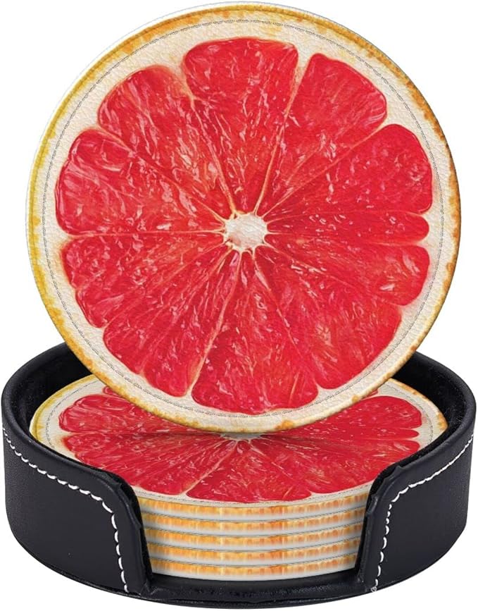 6 Pack Pink Grapefruit Slice Coaster