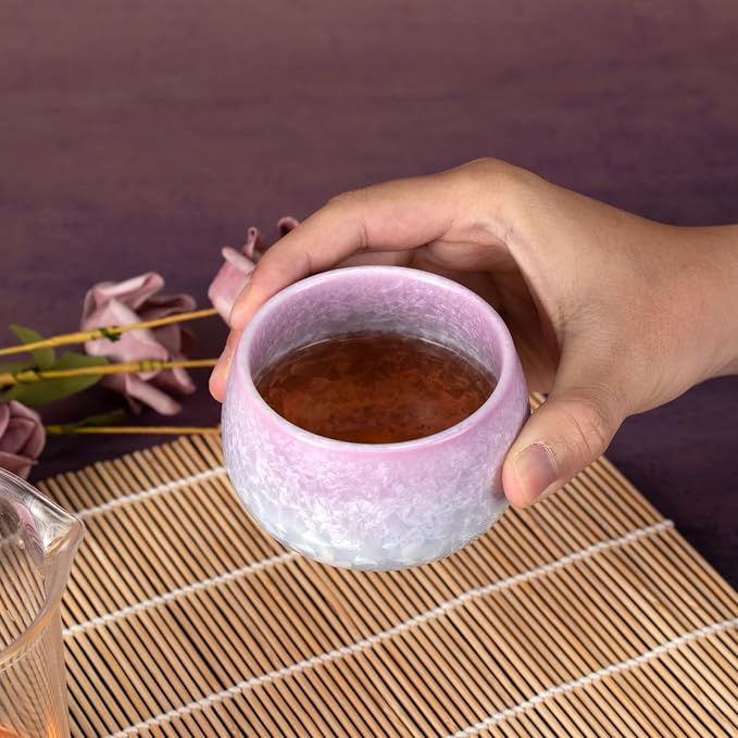 KAMMAK Japanese Tea Cups, 6.7 Oz Small Handmade Ceramic Teacups, Loose Leaf and