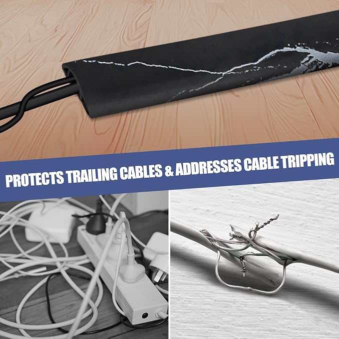 Floor Cord Cover Self Adhesive Cord Hider, 3.3FT Cable Management, Extension