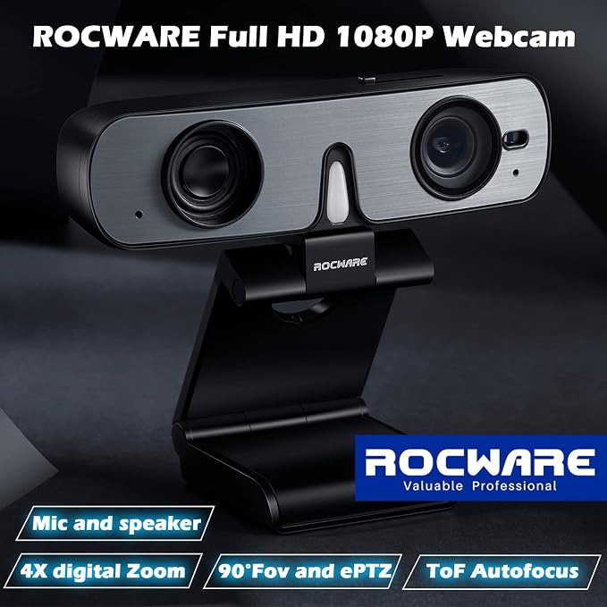 ROCWARE RC08 2K Webcam with Speaker, Webcam