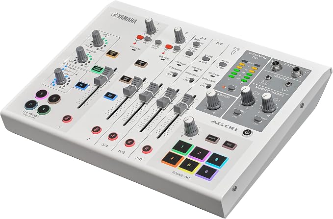 Yamaha AG08 White 8-Channel Live Streaming Loopback Mixer/USB Interface