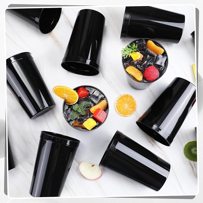 Mifoci 24 Pcs Stadium Plastic Cups Blank Reusable Drink Tumblers Bulk Stackable