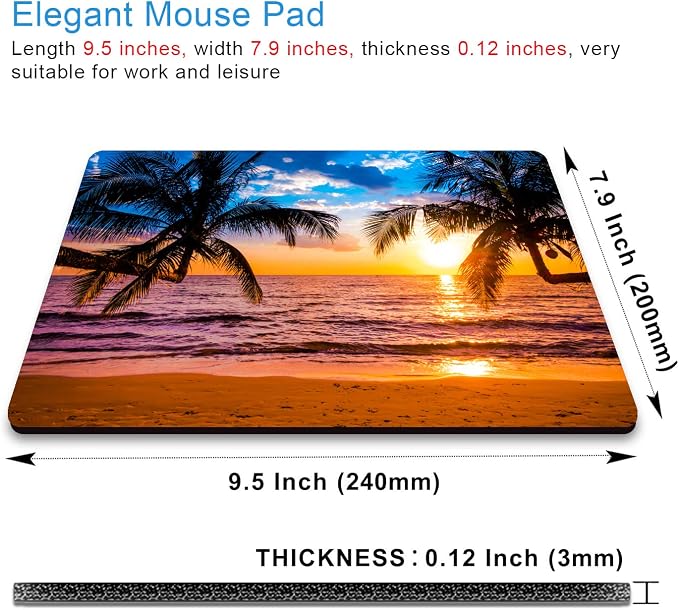 IMAYONDIA Sunshine Beach Coast Sea Palm Trees Mouse Pad, Hawaiian Coconut Trees