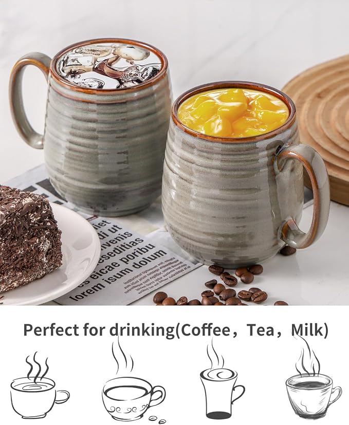 HASENSE 20 Oz Coffee Mugs Set of 2, Porcealin Large Coffee Cups