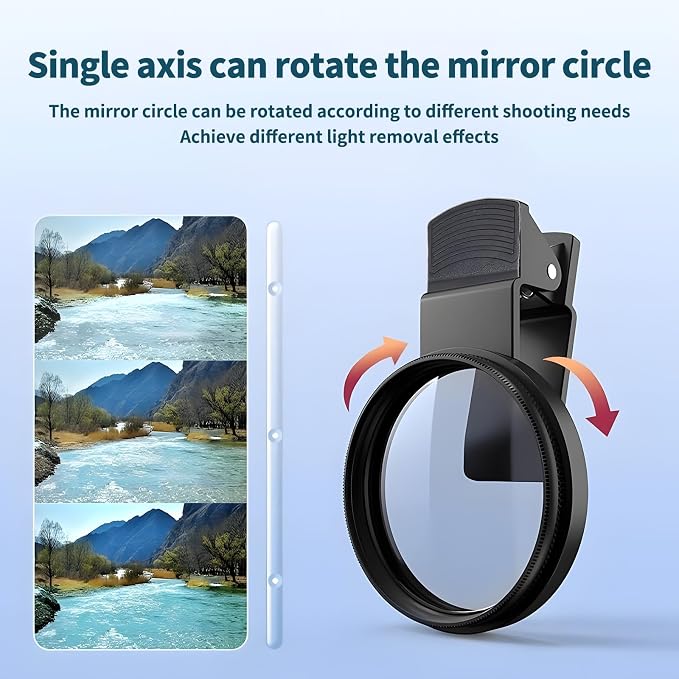52mm Clip-on CPL Phone Camera Lens Filter, Polarized Camera Lens CPL Filter