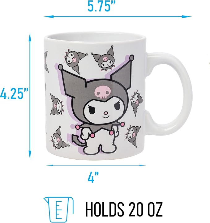 Silver Buffalo Sanrio Hello Kitty and Kuromi Poses, Ceramic Mug, 20oz | Hello