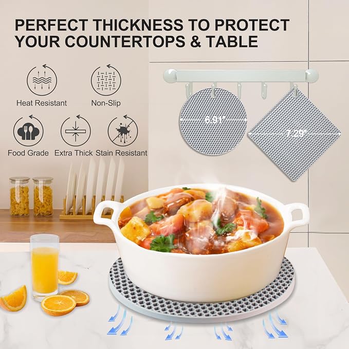 4 PCS Heat Resistant Silicone Trivet Mat