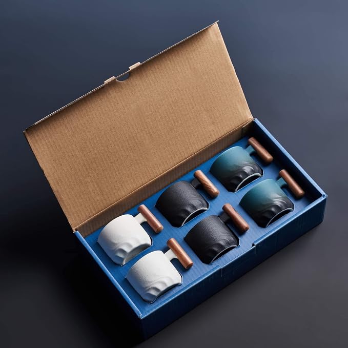 Ceramic Espresso Cups with Wooden Handle Espresso Shot Cups Ceramic Tea Cups