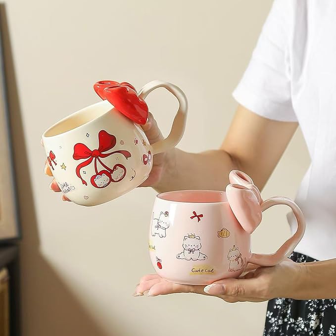 DTI YEOP-Cute Pink Cat Ceramic Coffee Mug