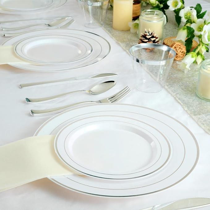 FOCUSLINE 600 Ct Silver Dinnerware Set