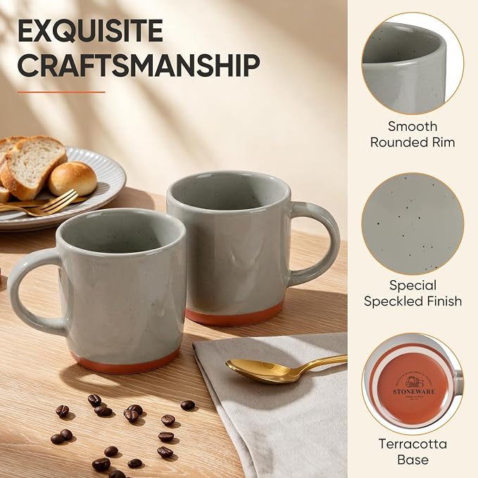 E-far Ceramic Coffee Mug Set of 6, 12oz Stoneware Coffee Cup