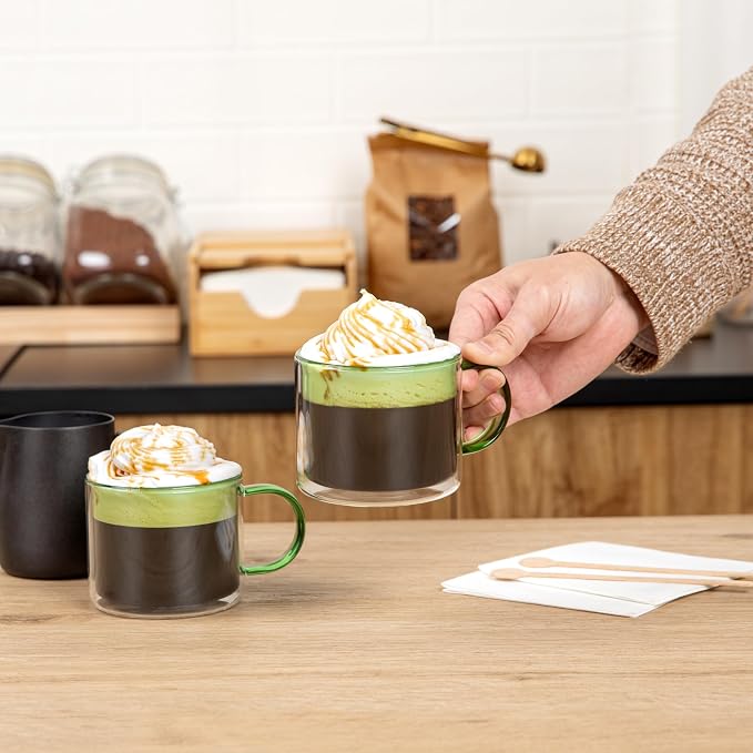 Restaurantware Coffee Cups 2 Pack of 11 oz Double Wall Glass Insulated Coffee