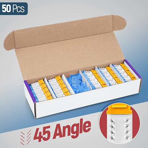 Everest 45° Angled RJ45 Cat5e Keystone Jacks 50-Pack in Yellow