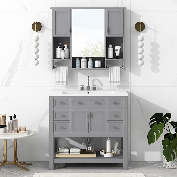 Bathroom Medicine Cabinet, Wall Mounted Bathroom Storage Cabinet