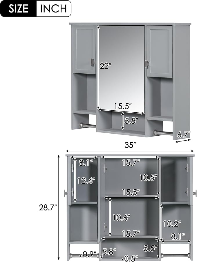 Bathroom Medicine Cabinet, Wall Mounted Bathroom Storage Cabinet