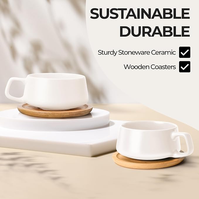 MIAMIO - Cappuccino Cup Set of 4, Wide - Luxe | Ceramic cappuccino cups and
