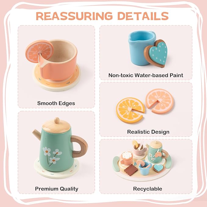 Tea Party Set for Little Girls Birthday Gift Pretend Play Food Princess Toy |
