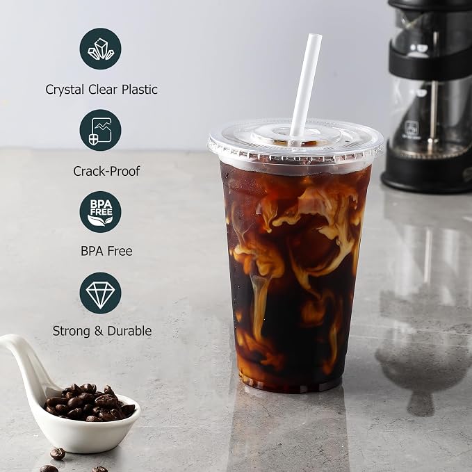AOZITA [100 Sets 12 oz Clear Plastic Cups