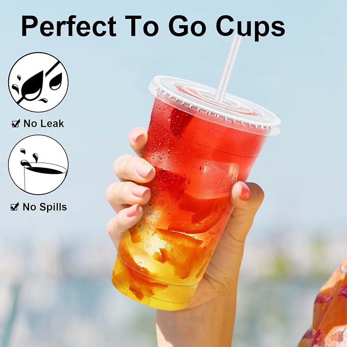 Clawsoff 100 Pack 20 oz Disposable Clear Plastic Cups