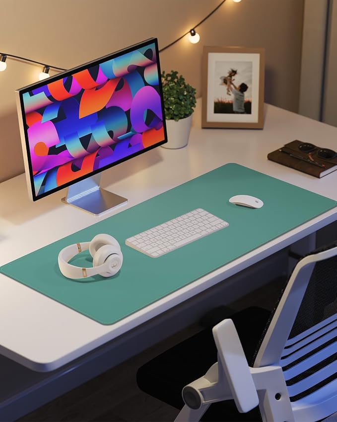 Leather Desk Pad Protector, Mouse Pad, Office Mat, Non-Slip PU Leather Blotter