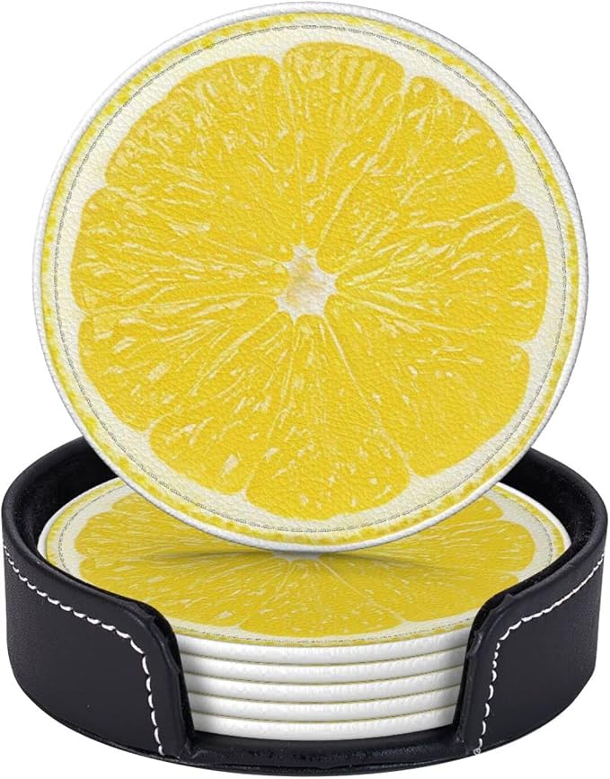 6 Pack Yellow Lemon Coaster for Drinks