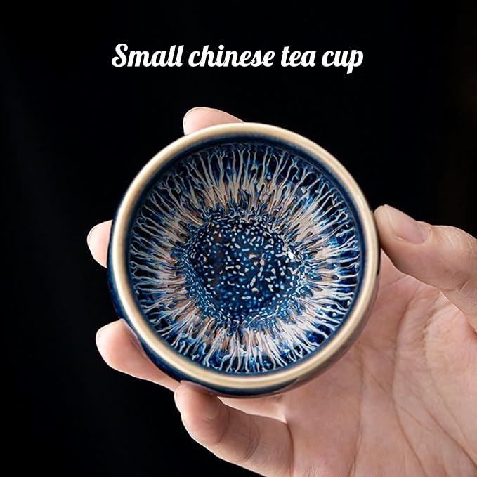 Tenmoku Ceramic Tea Cup, 3 oz Chinese Small Teacup