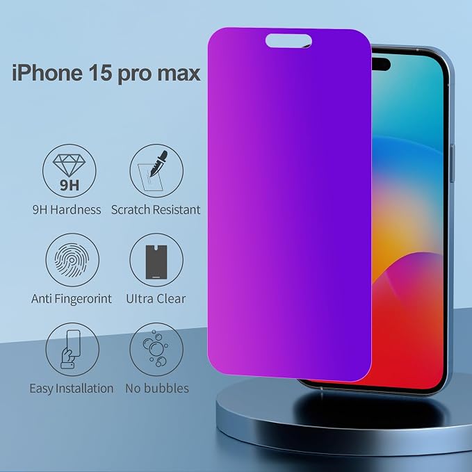 Compatible for iPhone 15 Pro Max Privacy Screen Protector Tempered Glass 6.7
