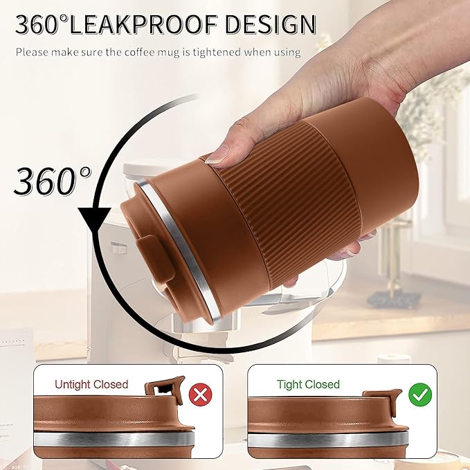 Insulated Travel Coffee Mug, Stainless Steel Coffee Cup