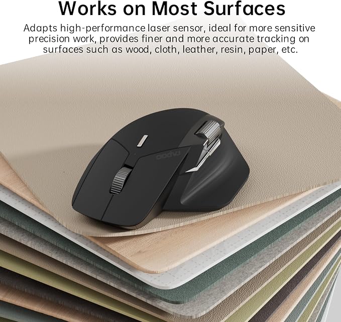 Rapoo MT760 Multi-Device Wireless Mouse, 11 Programmable Buttons, 4K DPI