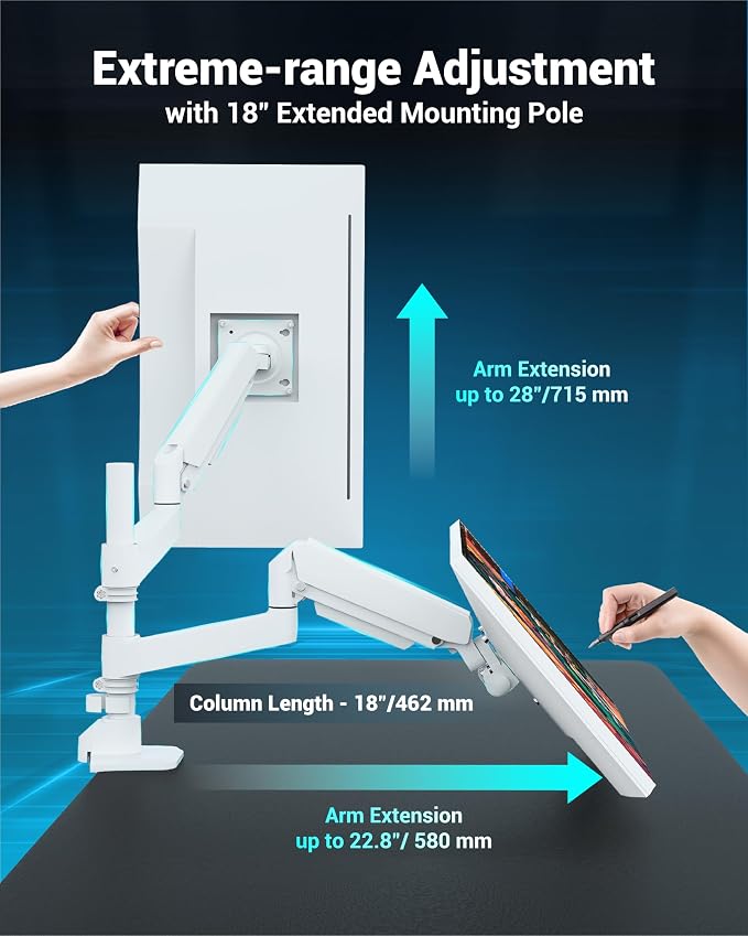 Dual Monitor Arm for 13-49 Inch Ultrawide Screens, Heavy Duty Monitor Mount for