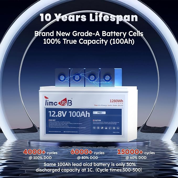 12V 100Ah Pro LiFePO4 Battery, Grade A Battery Cells, Group 31 Deep Cycle