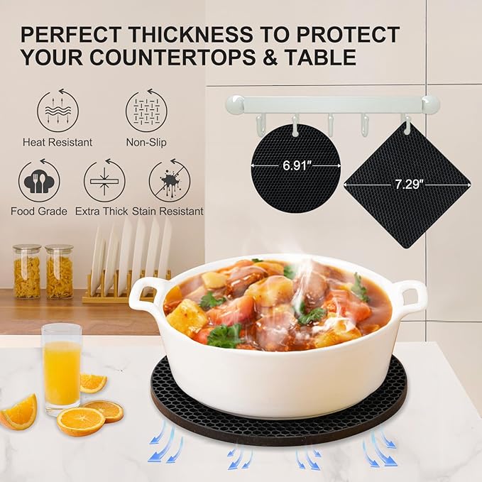 4 PCS Heat Resistant Silicone Trivet Mats