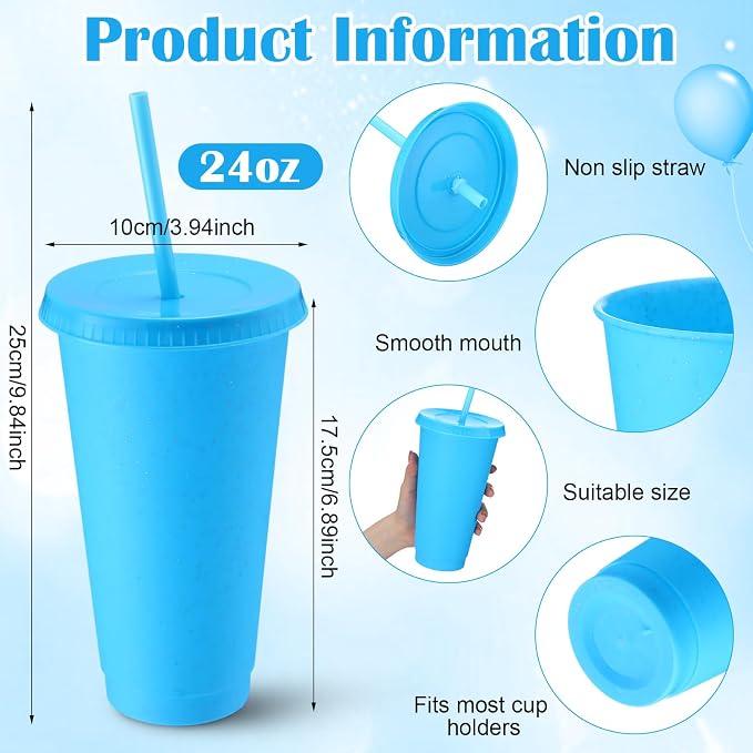 Honeydak 30 Pack Tumbler with Straw and Lid Bulk Cups